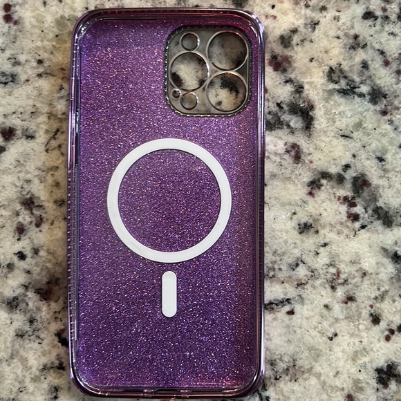 iPhone 14 Pro Max cases (2) one multicolored and one purple glitter - Picture 4 of 4